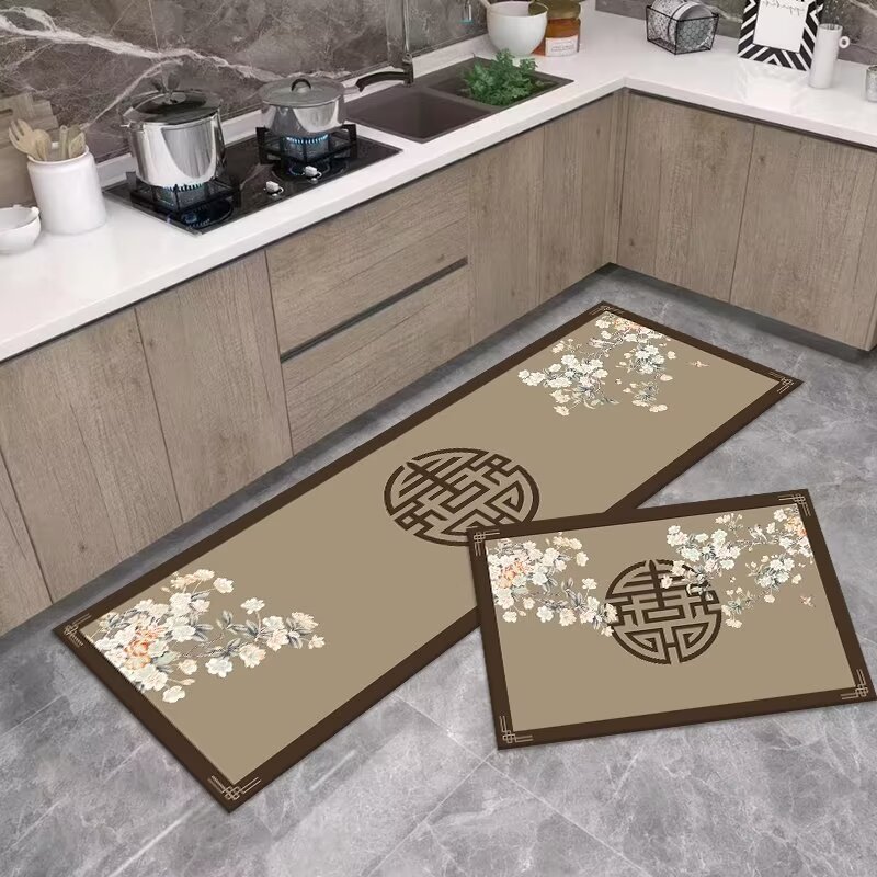 Chinese Style Diatom Ooze Printed Soft Mat Kitchen Two-Piece Set Floor Mat Absorbent Oil-Absorbing Non-Slip Mat Set Carpet