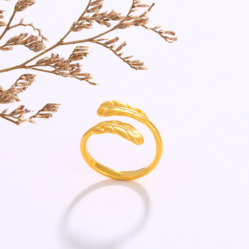 Xuping Jewelry Simulation Gold Plated Magic Words Feather Open Ring Fashion Unique Women Simple Ring