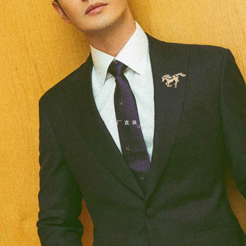 气质西服胸针男个性中国风骏马别针商务简约复古衣领装饰徽章男士