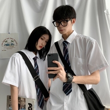 送领带！夏季短袖白衬衫男女dk/jk制服学院风日系衬衣学生班服潮