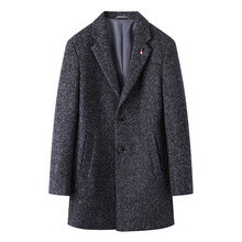 品牌剪标冬季新款男士西装领单排扣商务休闲中长款羊毛呢大衣