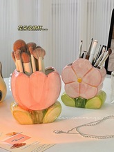 花朵笔筒陶瓷桌面可爱女生笔架办公室文具置物架儿童学生创意摆件