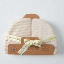 外贸款婴儿帽 四季帽子新生儿胎帽宝宝纯棉帽双层卡通帽礼盒2个装
