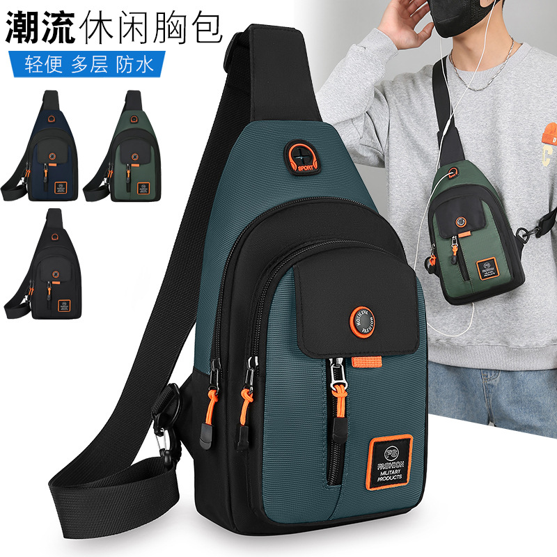 Men's Multifunctional Chest Bag New Trendy All-Match Shoulder Bag Lightweight and Large Capacity Crossbody Bag Contrast Color Casual Cross-Body Bag