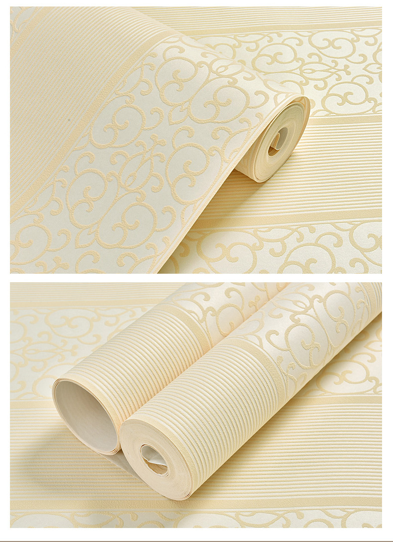 自粘墙纸欧式无纺布壁纸简约现代条纹温馨卧室客厅电视背景墙纸