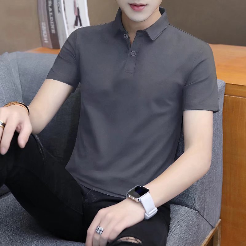 Summer New Polo Shirt Men's Short-Sleeved Shirt Men's Lapel T-shirt Leading T Business Casual Simple Solid Color Fashion Brand