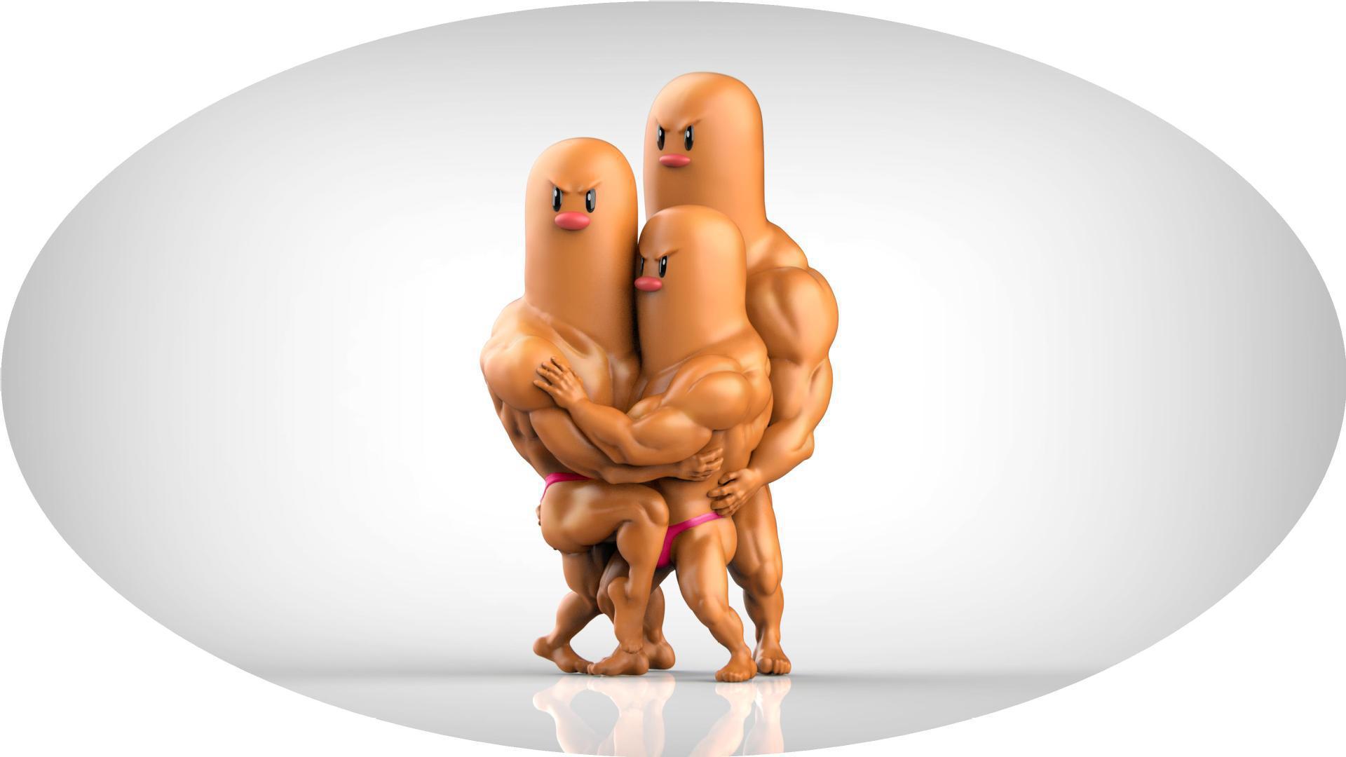 动漫批发 抖音网红肌肉男猛男地鼠三兄弟 q版公仔 模型盒装摆件