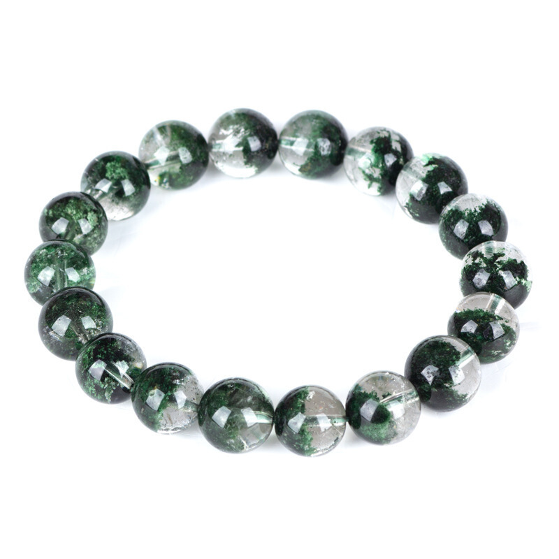 Green Phantom Quartz Bracelet Men's and Women's Green Quartz Rutilated Multi-Layer Pattern Cornucopia Green Phantom Quartz Bead Bracelet Natural Crystal Bracelet