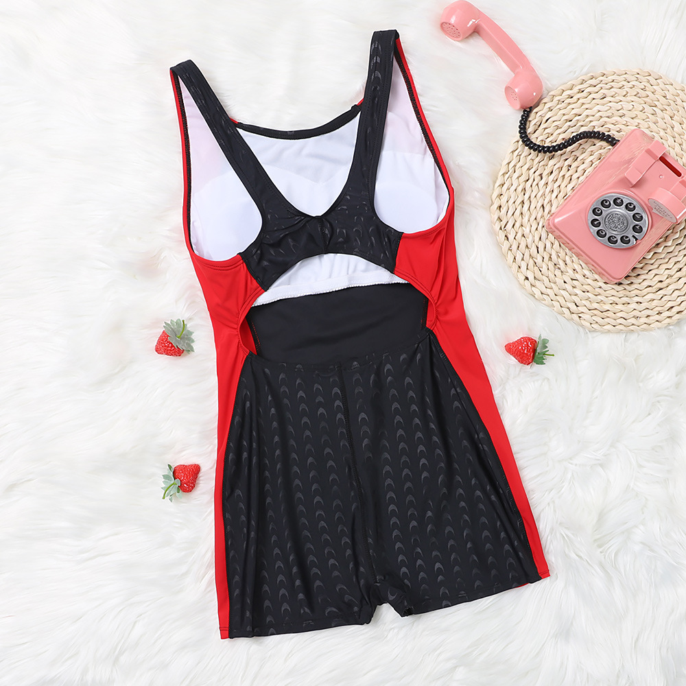 21新款泳装泳衣女儿童大童三角平角连体泳衣鲨鱼皮训练比赛泳衣女