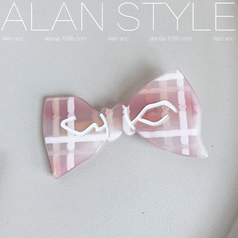 Pink Green Contrast Color Side Clip Side Bang Clip Bow Hair Volume More than Barrettes Cute Ins Spring and Summer Hair Accessories Acrylic