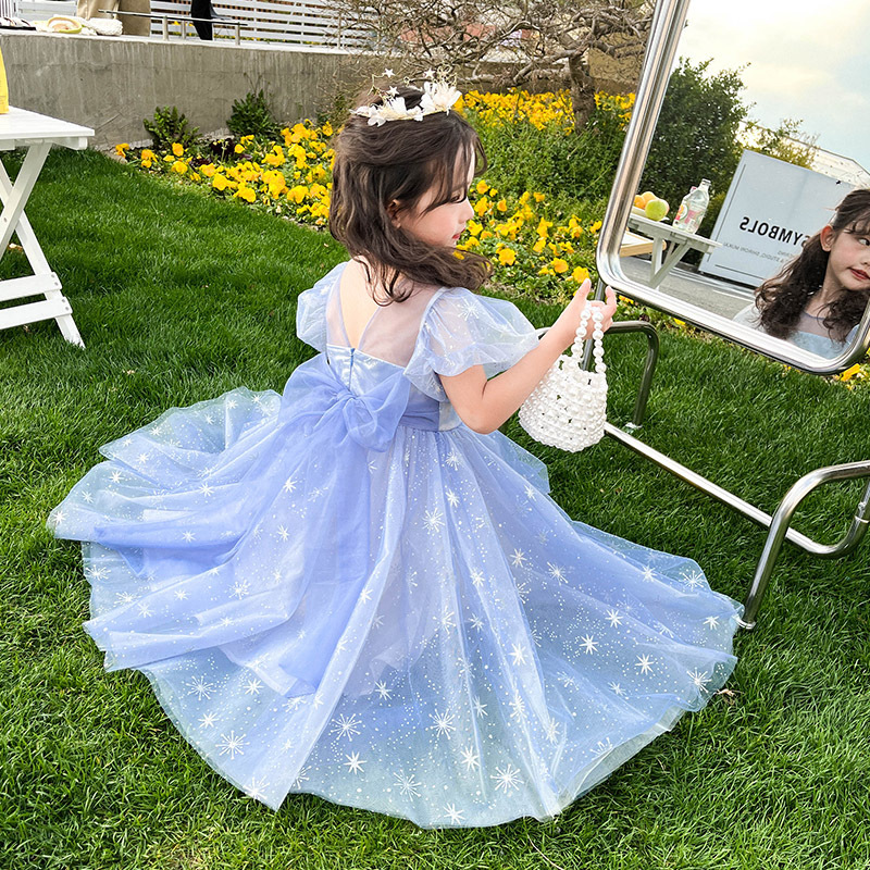 女童表演服艾莎仙女裙新款韩版洋气公主礼服裙一件代发六一童装潮