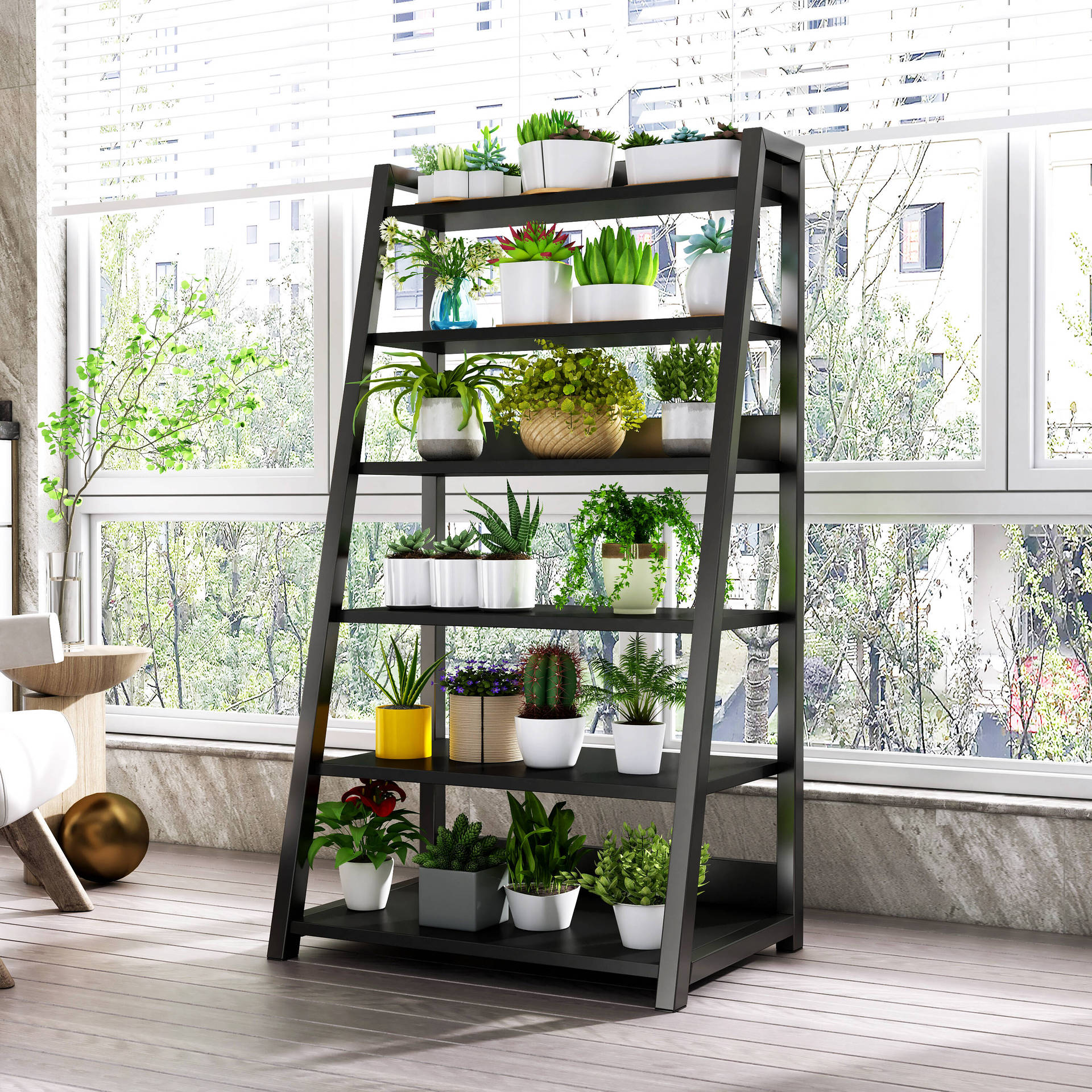 铁艺花架置物架家用阳台靠墙装饰花架子客厅落地式多层室内花盆架