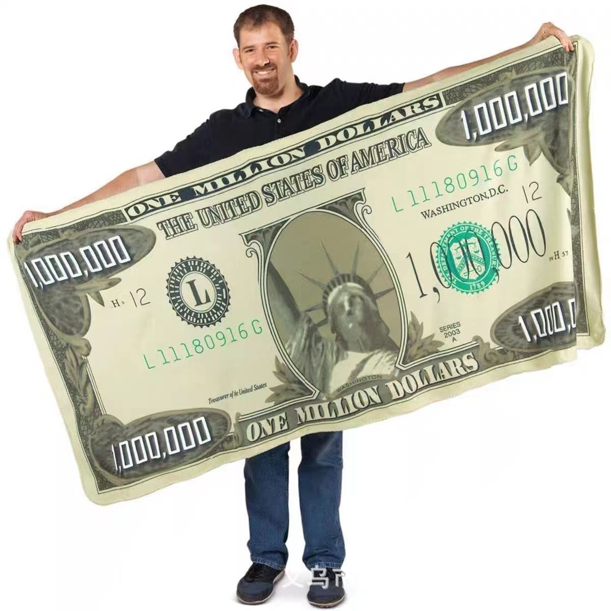 百万美金搞笑毯子百万美元羊毛毯子法兰绒印花毯钞票美金毛绒地毯