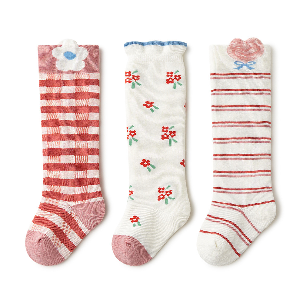 Girl Socks, 2023 Autumn, Baby Tights - Cute Flower & Stripe