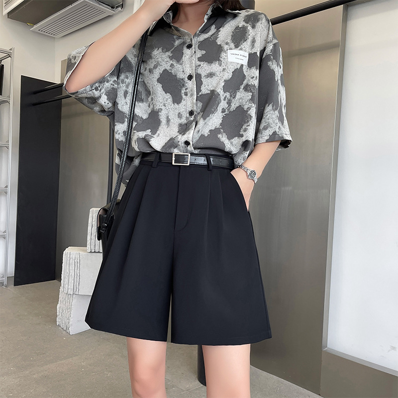 Suit Shorts Women's Outer Wear New High Waist Slimming Loose Wide Leg Pants Summer Thin Casual Straight-Leg Fifth Pants