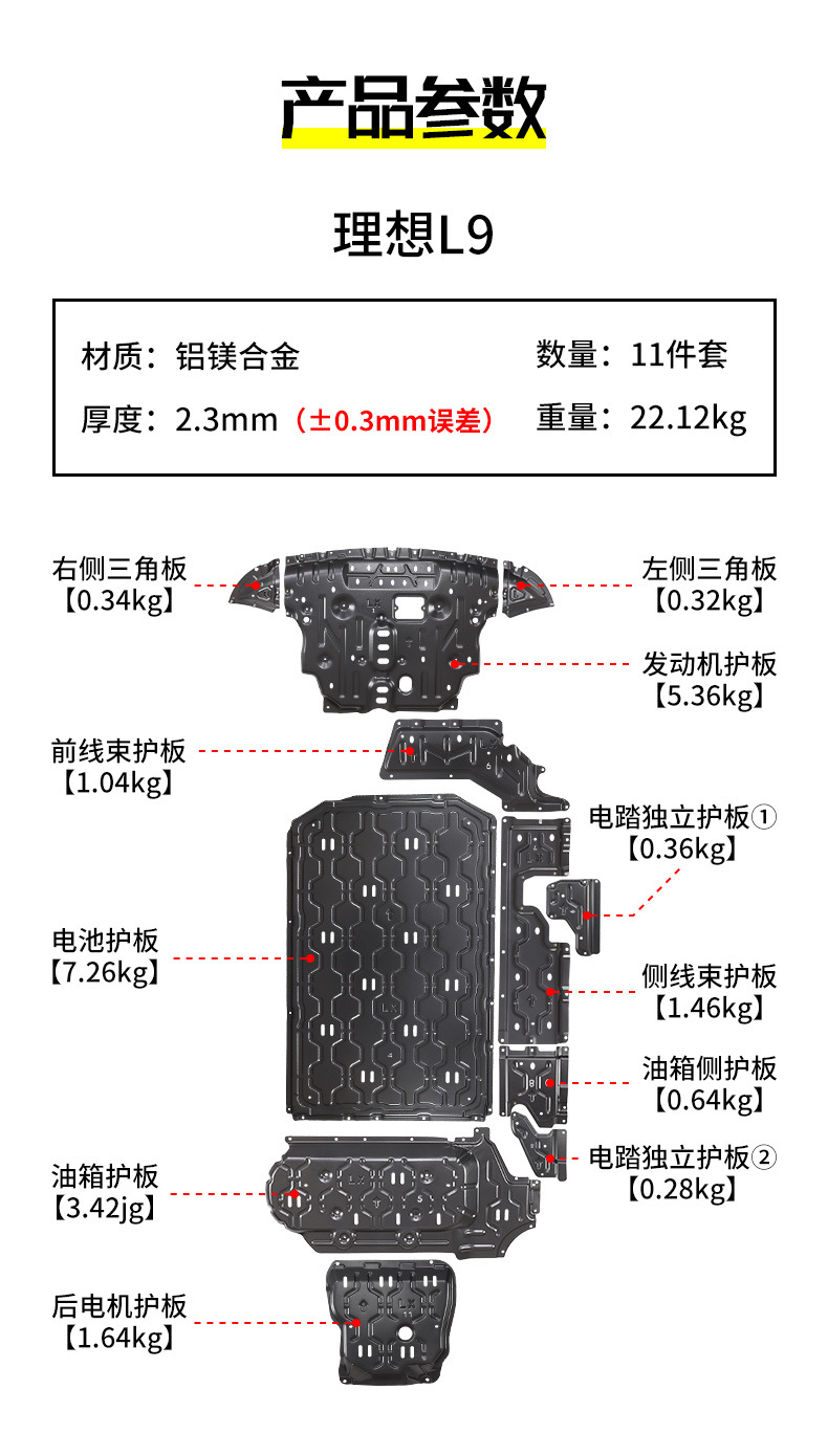 Suitable for Ideal L9 Battery Engine Lower Guard Plate Original Modified Wiring Harness Guard Plate Motor Chassis Guard Plate