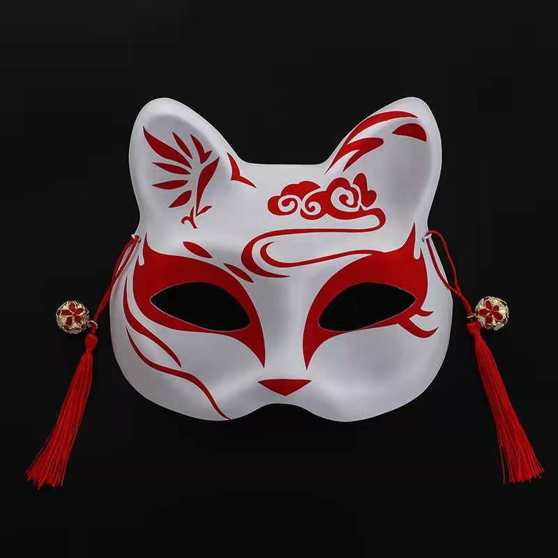 半脸猫狐狸面具抖音网红同款日式和风动漫儿童派对舞会面具批发