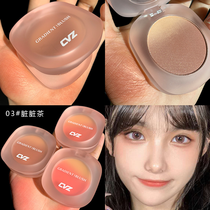 Cvz Three Colors Gradient Blush Contour Compact Pink Not Easy to Fly Pink Warm Color Blusher Plate Natural Nude Makeup Blush Wholesale