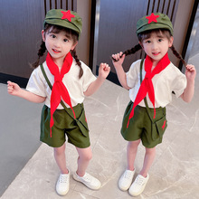 儿童装夏季甜美可爱六一表演服套装2022新款红领巾五件套小红军服