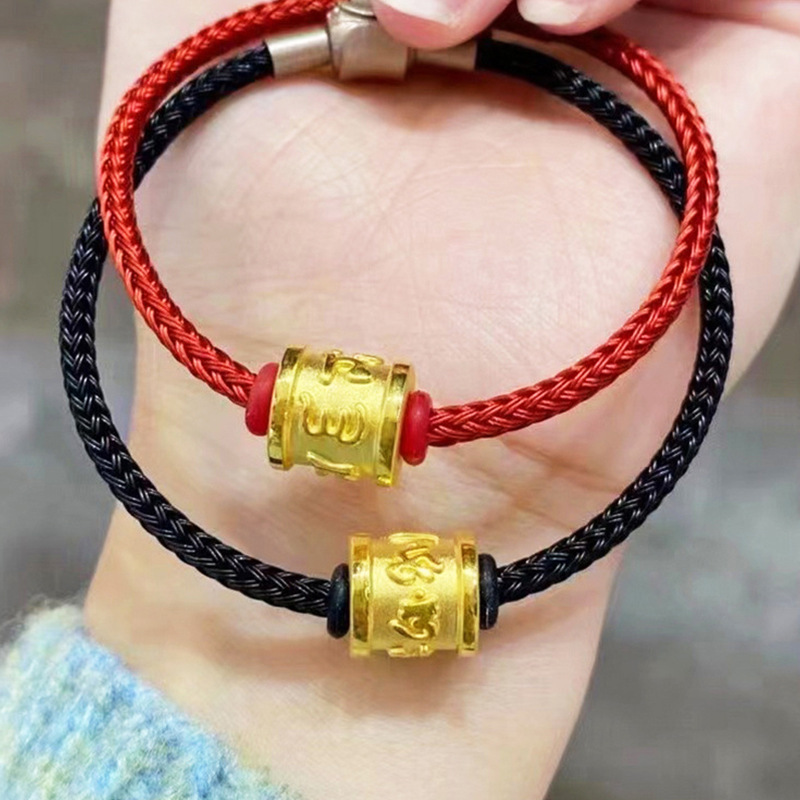 六字真言转运珠999足金佛珠手串男女款中国风diy路路通手串-阿里巴巴