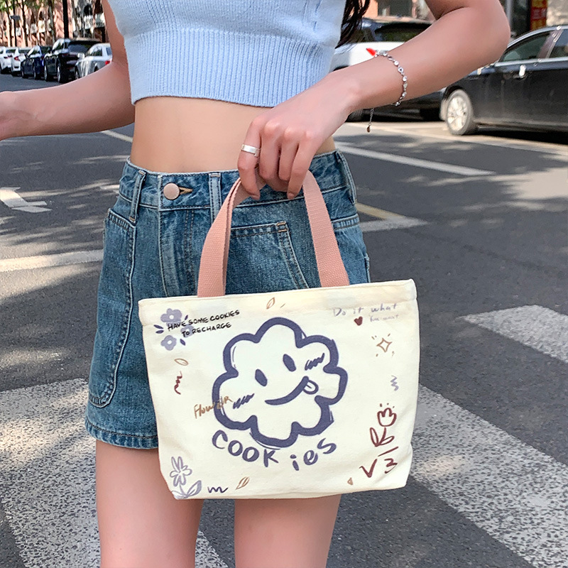Canvas Bag Female Cartoon Canvas Cabs Small Crossbody Bag Ins Korean Cute Casual Handbag One Piece Dropshipping