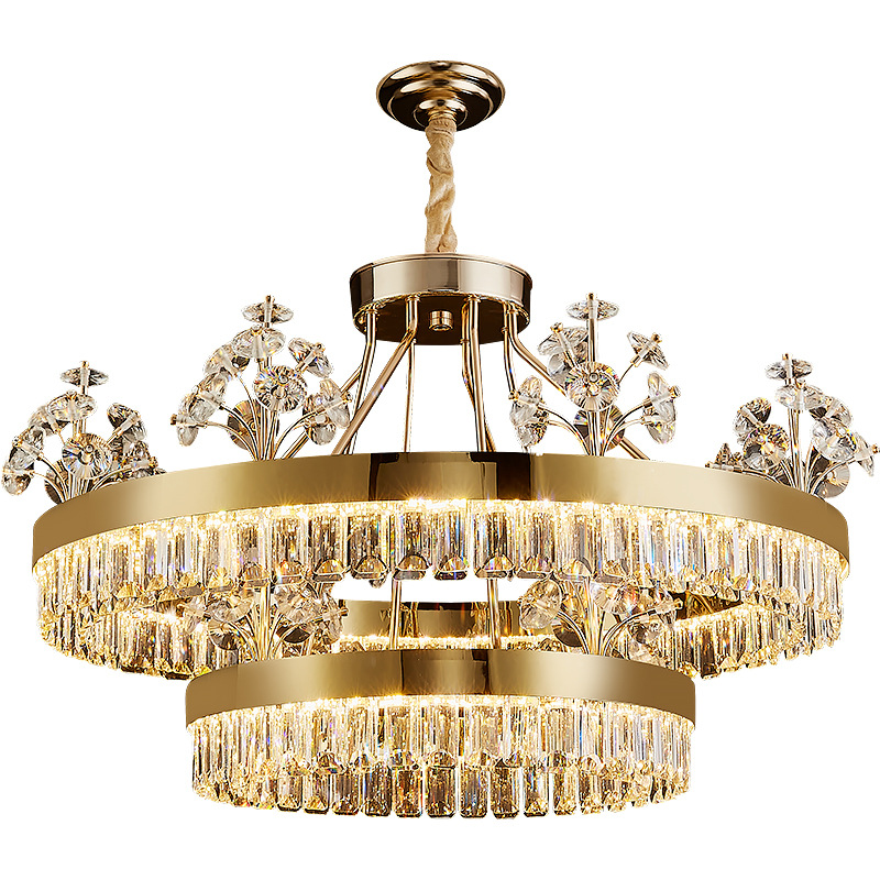 Light Luxury Crystal Chandelier Atmospheric Lamp in the Living Room Post-Modern Villa Simple American Bedroom Light Restaurant Lamps