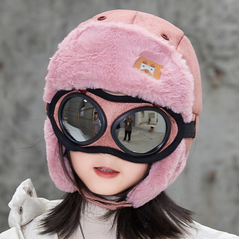 儿童雷锋帽冬季飞行帽亲子男女童保暖户外滑雪帽眼镜防飞沫帽子