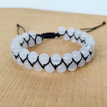 跨境热销汉白玉双排手链手工编织天然石双层串珠手饰可调节批发