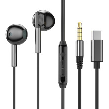 有线耳机半入耳式重低音带麦线控游戏K歌音乐耳机type-c适用苹果
