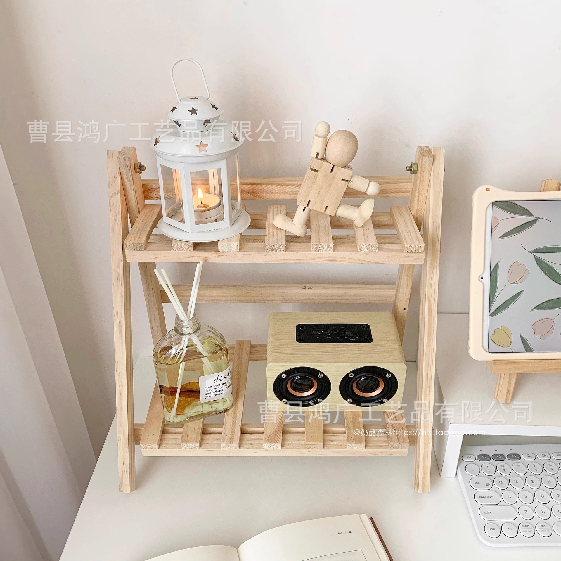 简约家用木制收纳架梳妆台化妆品木质置物架桌面杂物实木整理架