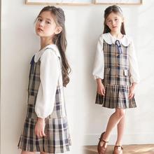 女童连衣裙春季21新款儿童装韩版洋气雪纺上衣+背心裙子两件套潮