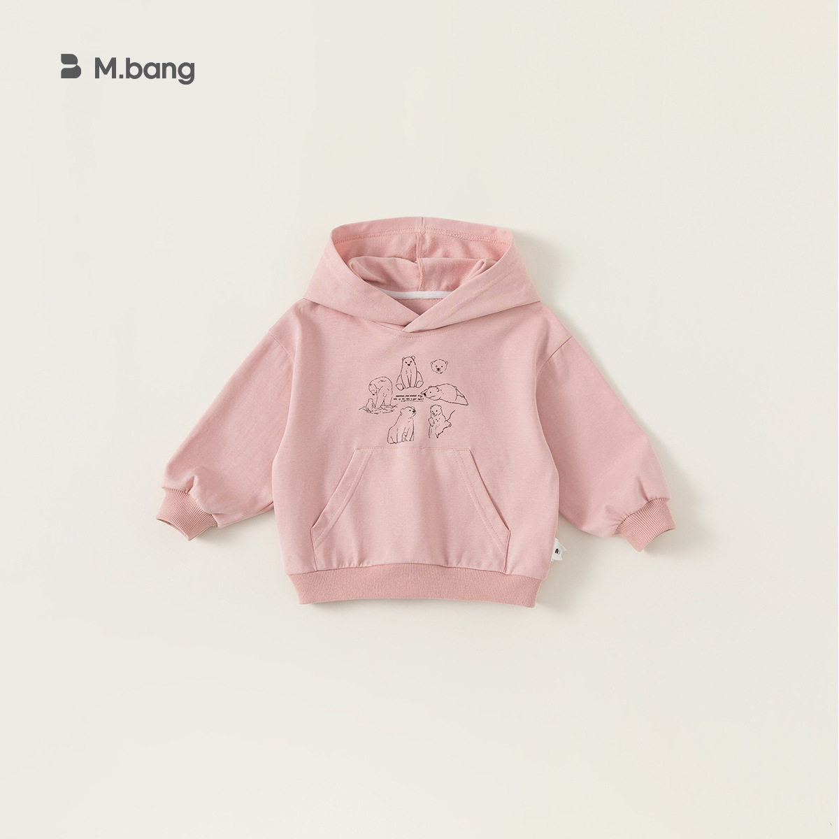 babycity春秋女童卫衣儿童印花连帽上衣童装粉色套头衫cy24052