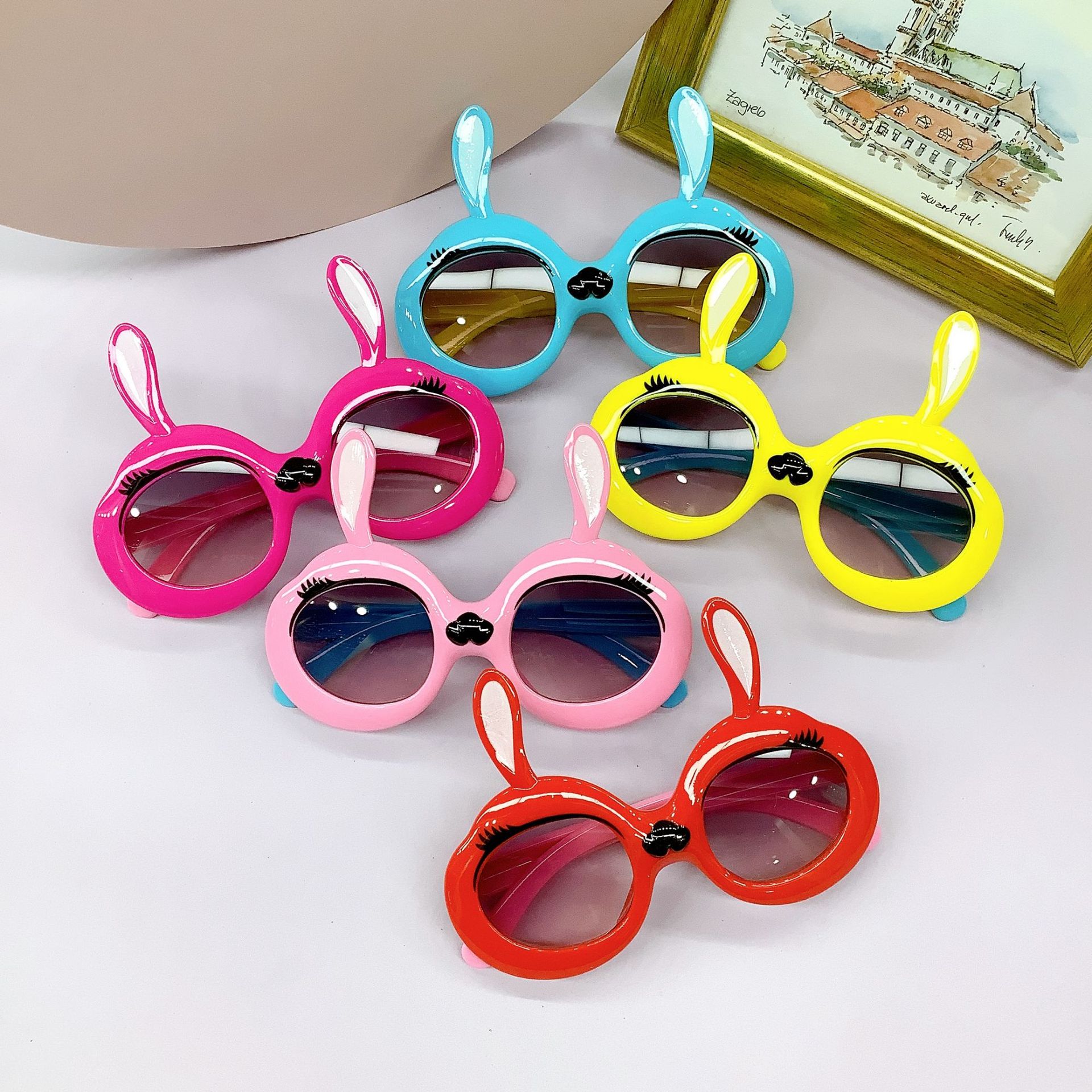 New Bunny Kids Sunglasses Cute Cartoon Fashion Baby Sunglasses UV Protection Photo Sunglasses Tide
