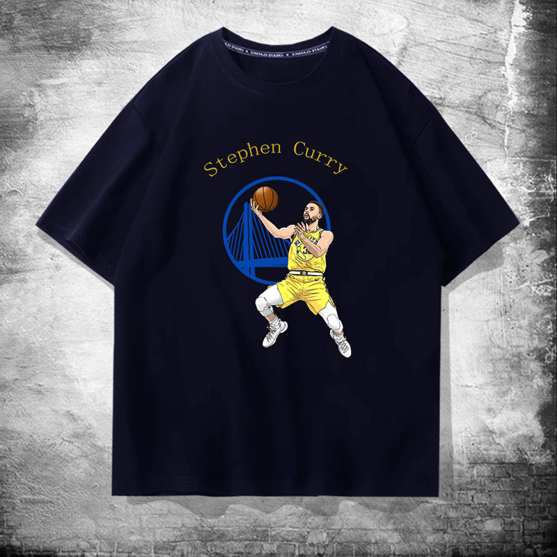 金州勇士队库里短袖t恤男女夏秋装青年宽松落肩纯棉半袖衣服