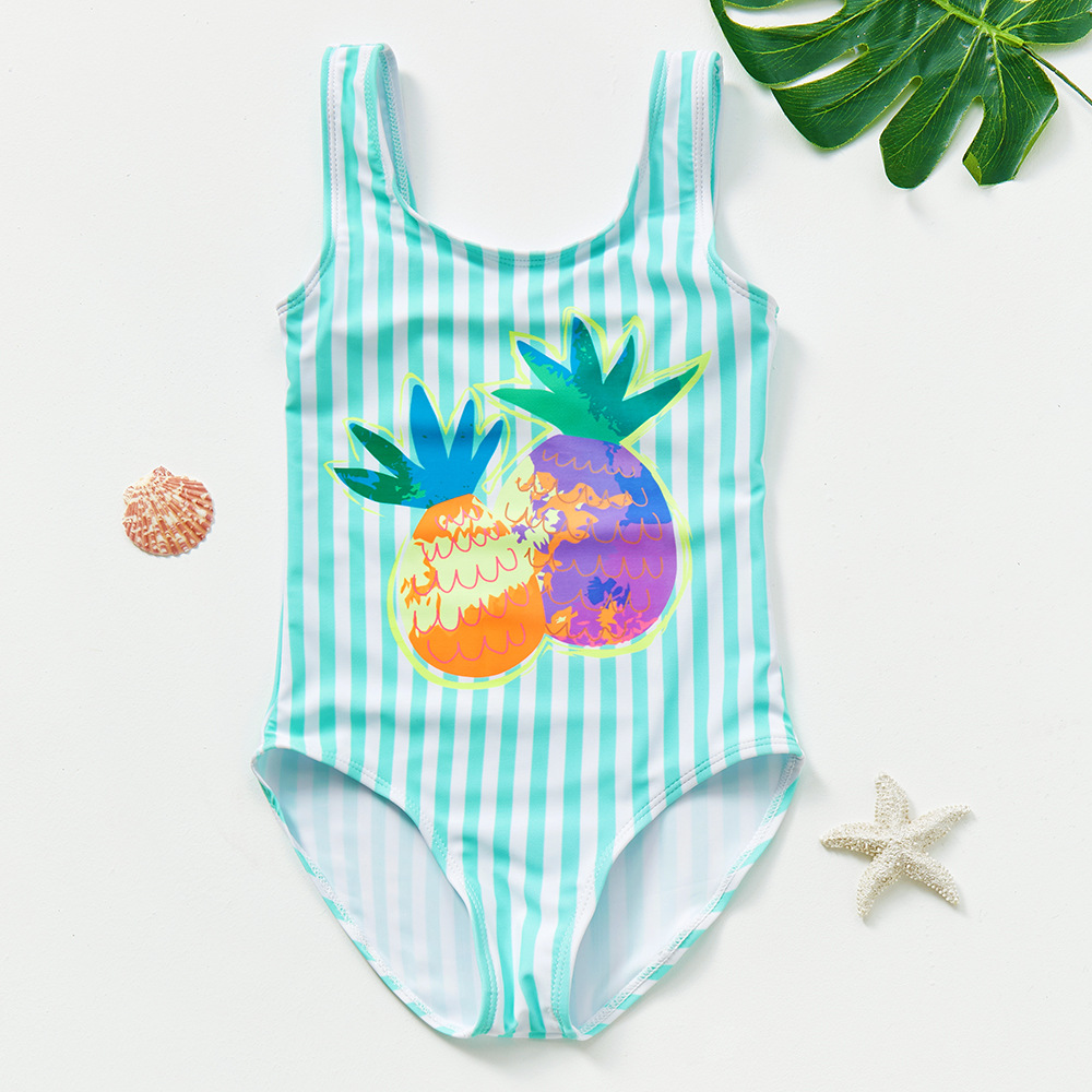 Spot Foreign Trade New Girl's One-Piece Swimming Suit 1-10 Years Old Children's One-Piece Swimsuit Children Swimsuit