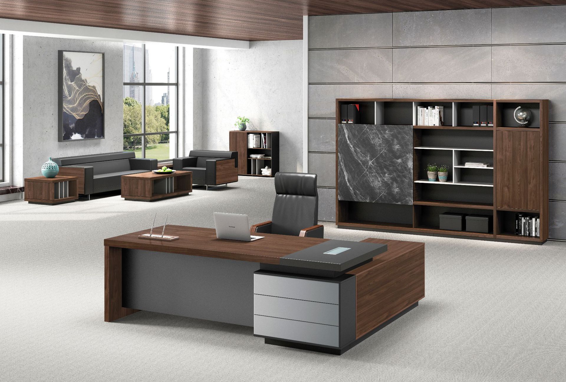 板式搭色款大班桌大班台老板桌经理室办公桌财务经理桌主管桌