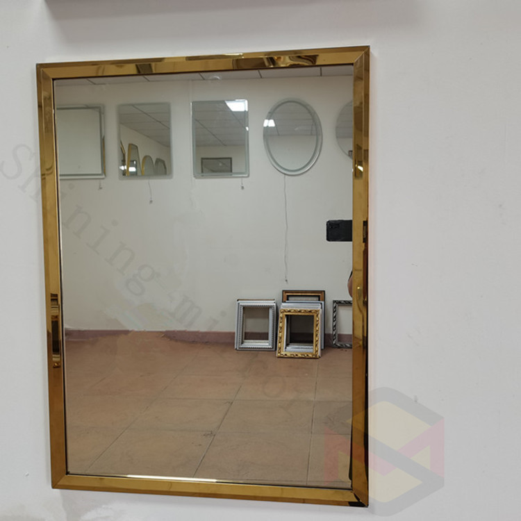 厂货直供不锈钢包边镜子卫生间挂壁式镜子玫瑰金金色边框镜浴室镜