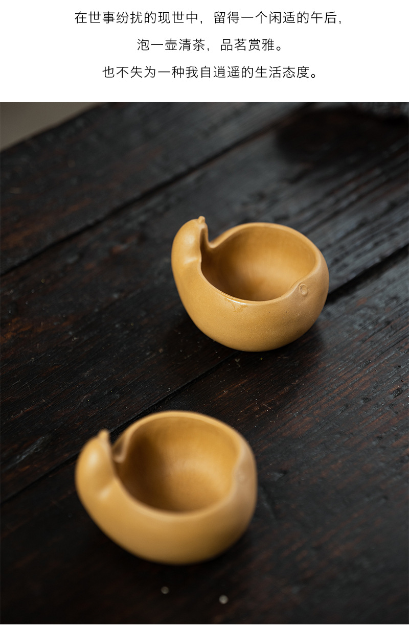 批发宜兴紫砂新款主人杯仿生器葫芦小杯品茗杯复古原矿老段泥花器