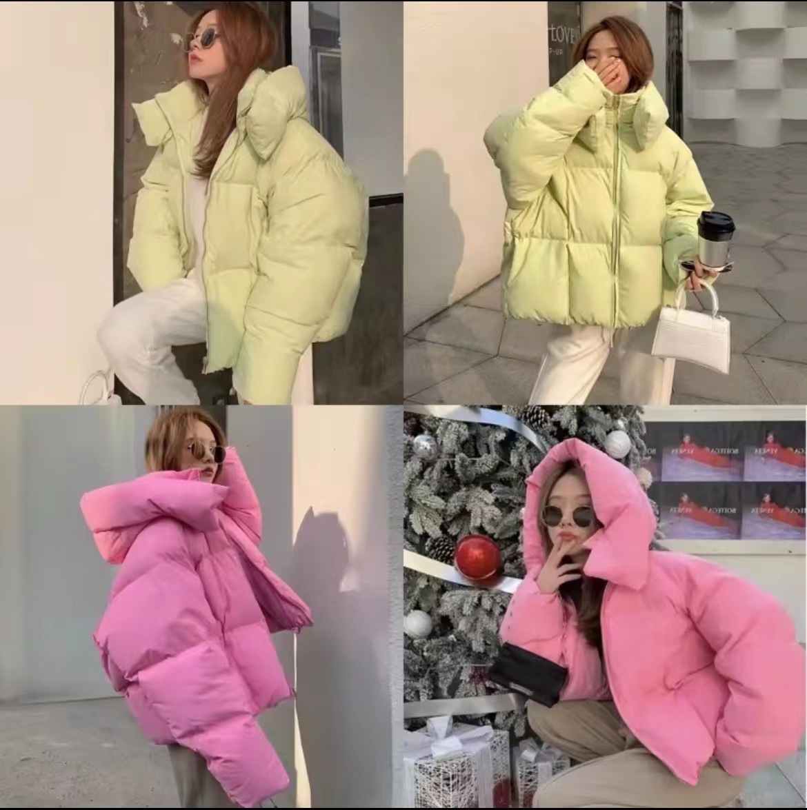 Short Cotton Jacket Cream Color Winter Women's Small Gentle Design Sense Korean Style Loose Coat Women's Bread Coat Thick