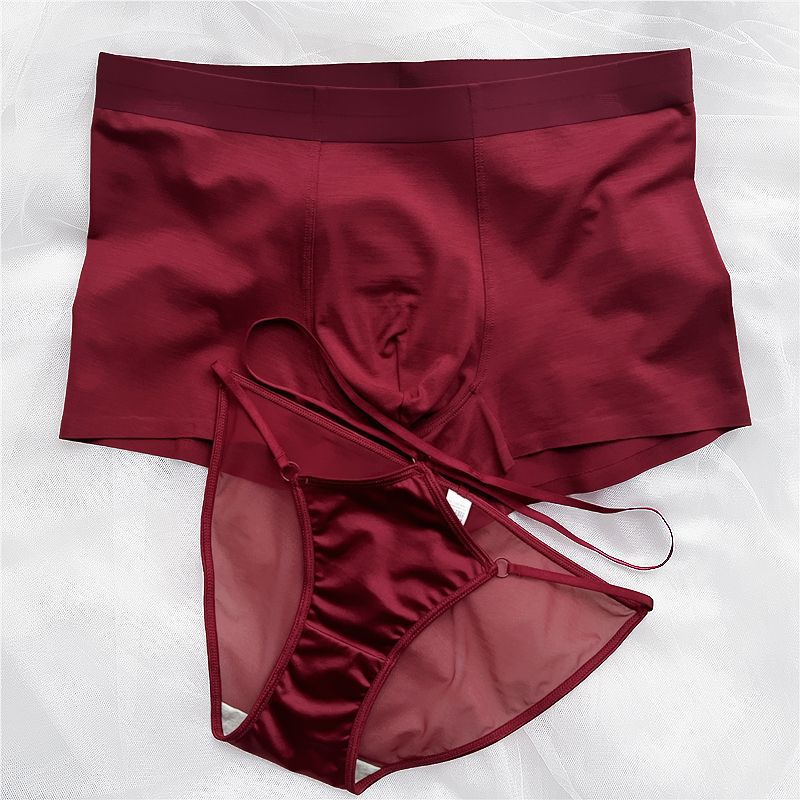 情侣内裤一男一女新款棉莫代尔绸缎轻奢情侣款性惑火辣内衣套装