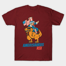独立日Uncle Sam Riding T Rex 4th Of July Boys美国T恤