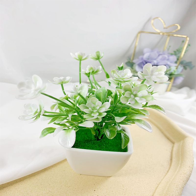 Simulation Potted Fake Flower Potted Small Square Bottle Multi-Color Water Plant Flower Small Bonsai Set Simulation Green Plant Mini Ornaments
