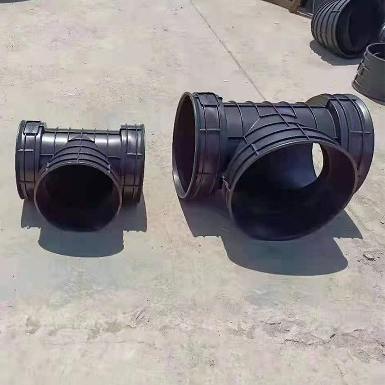 厂家直销hd-pe三通接头(波纹管配件) 200-300规格现货 耐用抗老化