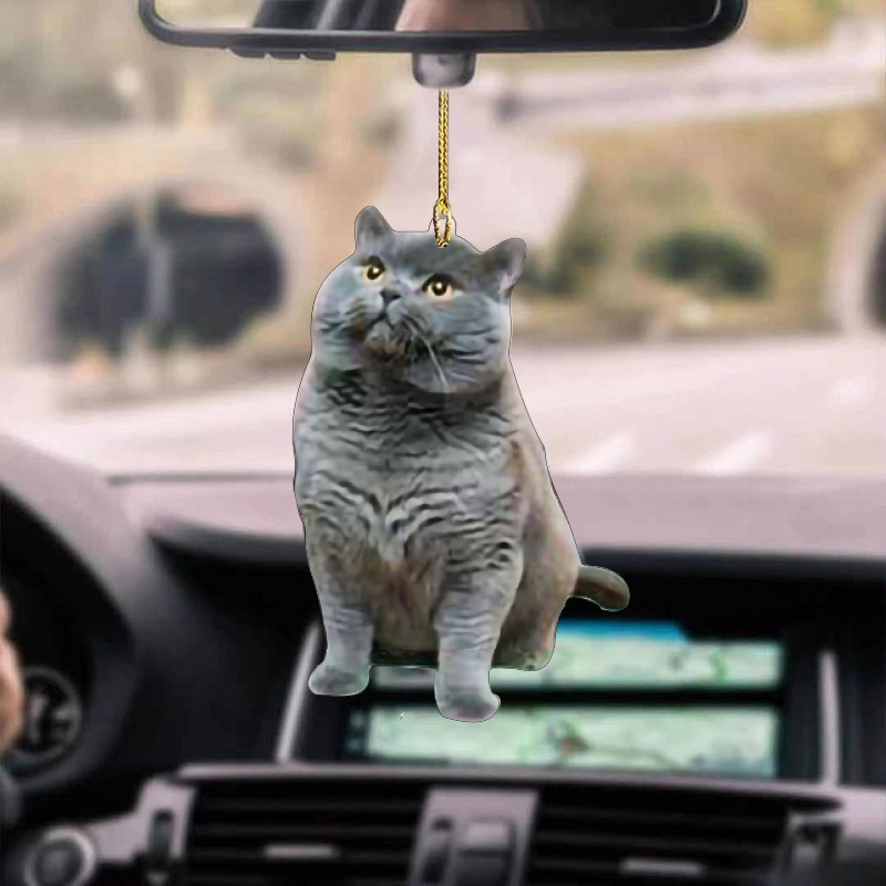 Car Decoration Kitten Pendant Car Interior Design Pet Dog Shape Rearview Mirror Acrylic Flat Pendant