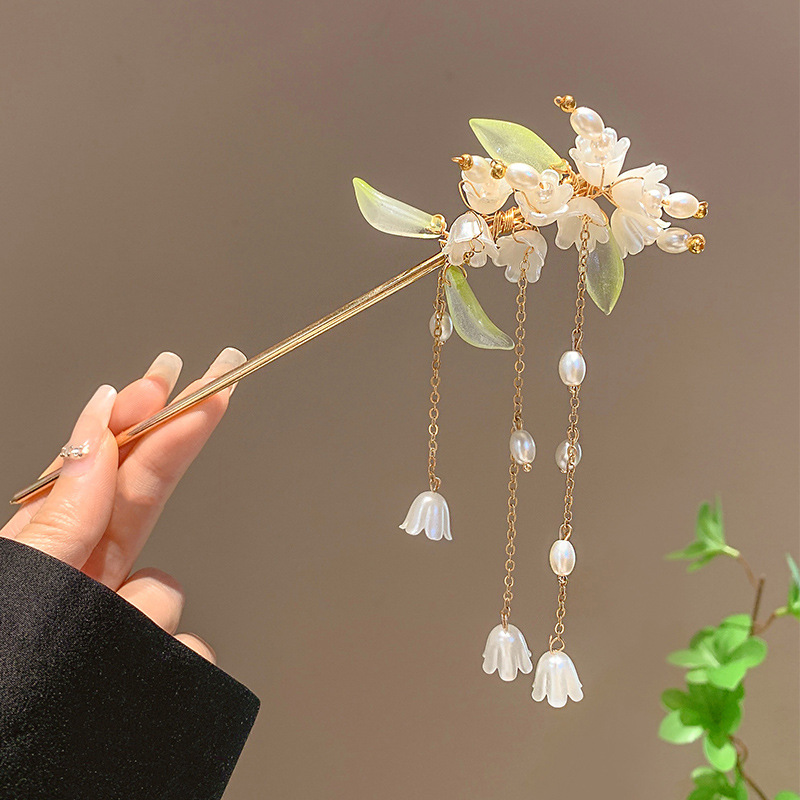 New Chinese Ancient Style Tassel Hairpin Women's High-Grade Temperament Step Shake Back Head Updo Hair Hairpin Hanfu Hairpin Headdress