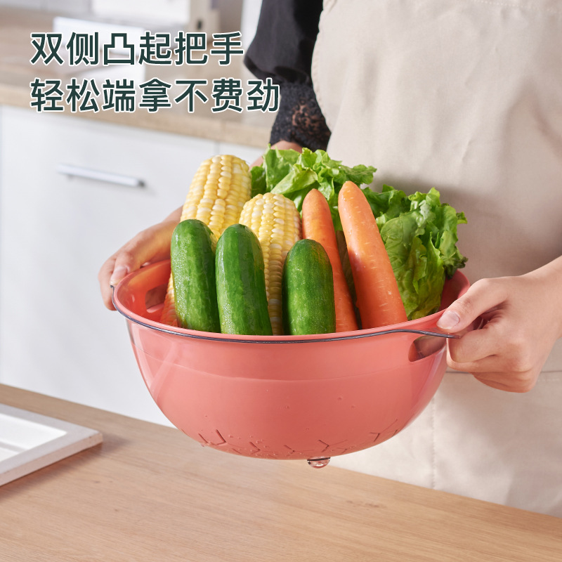 Shunmei Double-Layer Drain Basket Kitchen Vegetable Washing Fruit Basin Multi-Functional Household Water Filter Plastic Storage Basket Artifact