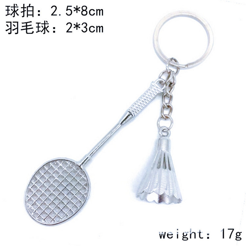 Metal Badminton Keychain Gift Wholesale Mini Badminton Key Ring Sports Elements Key Chain Accessories