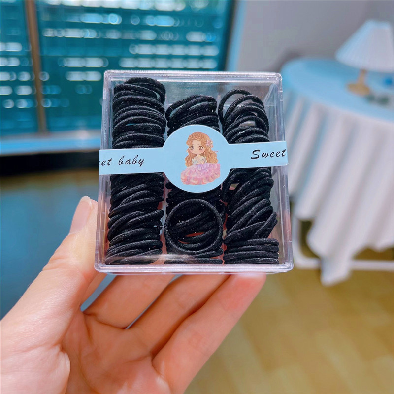 Girl's Square Boxed Hair Rope Hair Band Little Girl Rubber Band Baby Hair Tie Does Not Hurt Hair Thumb Chuchu Hair Band Color