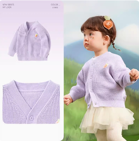 Baby Baby Sweater Girls' Thin Cardigan Children's Sweater Boys' Spring 2024 New Pure Cotton Western Style Top Baby Clothes