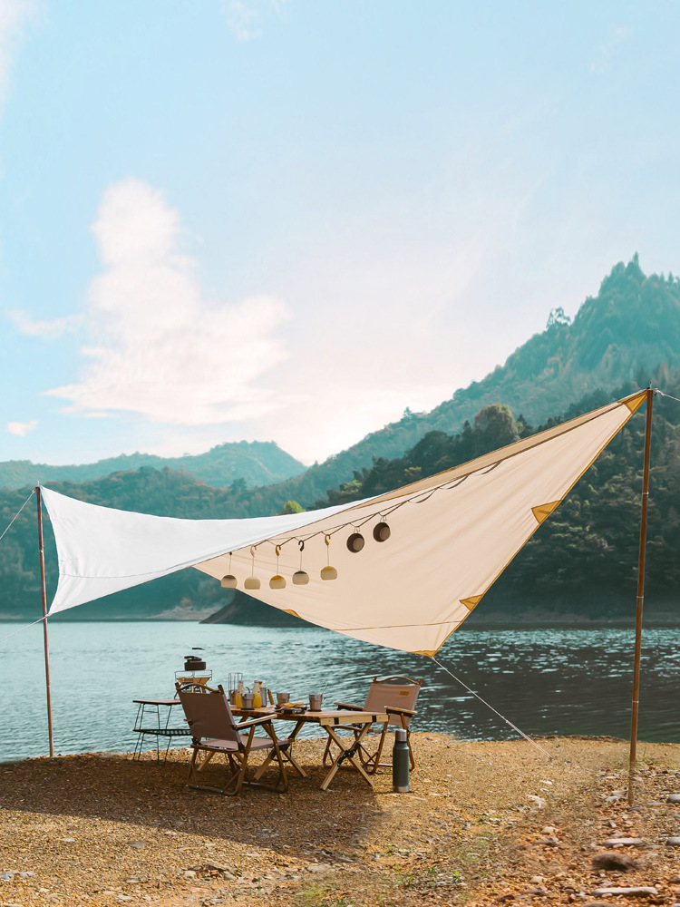 sunyee山野户外露营蝶形天幕遮阳棚防雨棉布野外营地便携式帐篷